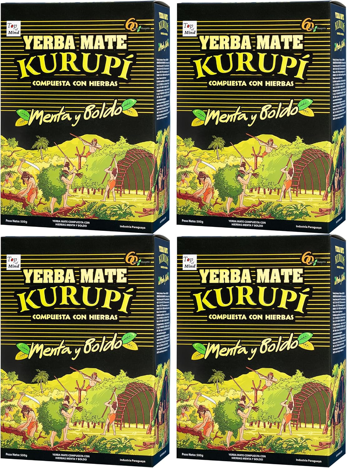 Kurupi Mint Boldo Yerba Mate 500 g (1.1 lbs) 4 Pack