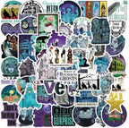 50pcs Haunted Mansion Stickers for Boys Teens Adults Waterproof Vinyl Stickers Bulk for Skateboard Luggage Laptops Bumper Theme Party Supplies (Purple)