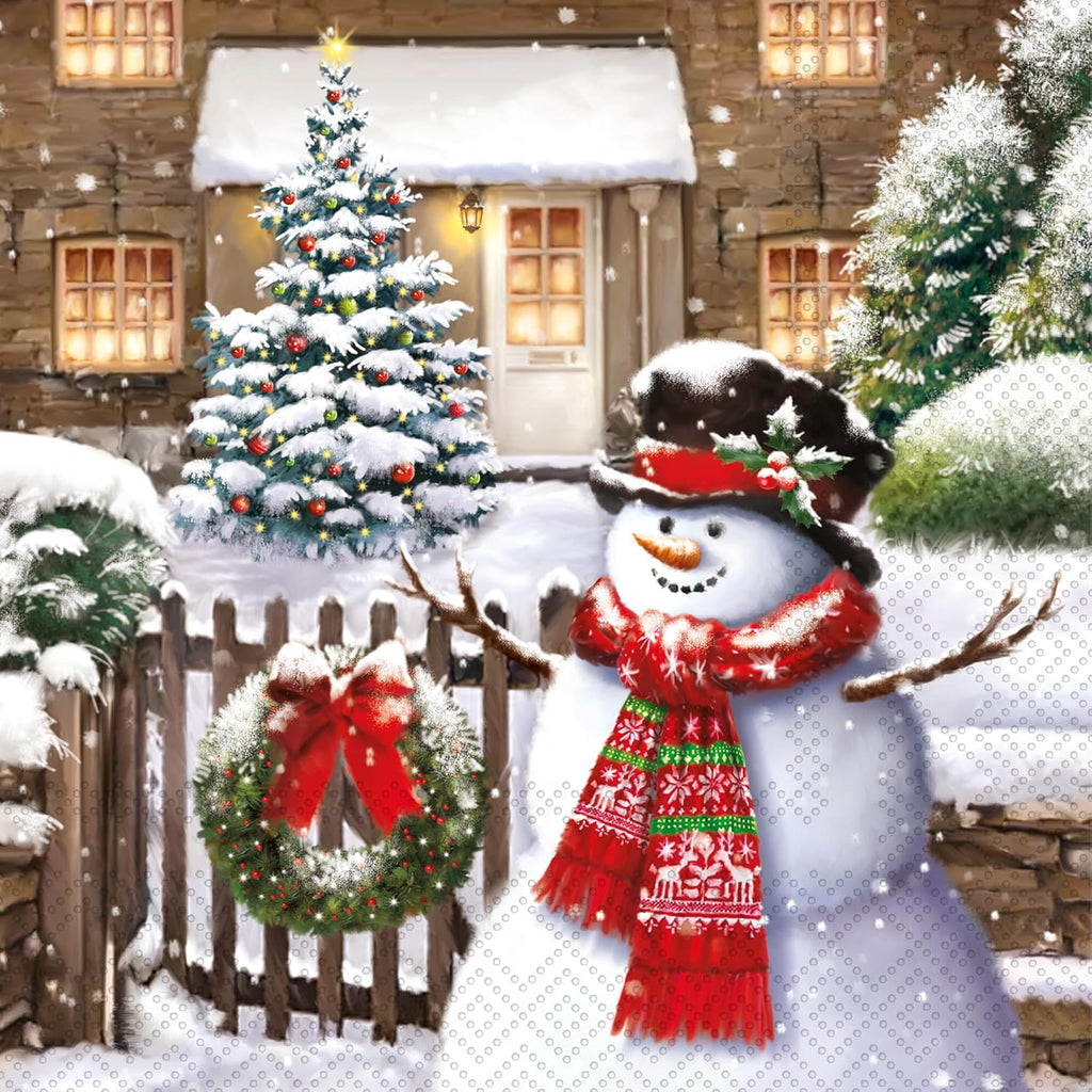 IHR Ideal Home Range Cocktail Napkins Disposable 3-Ply Paper Party Napkin Pack, 5" x 5", Friendly Snowman, 20-Count