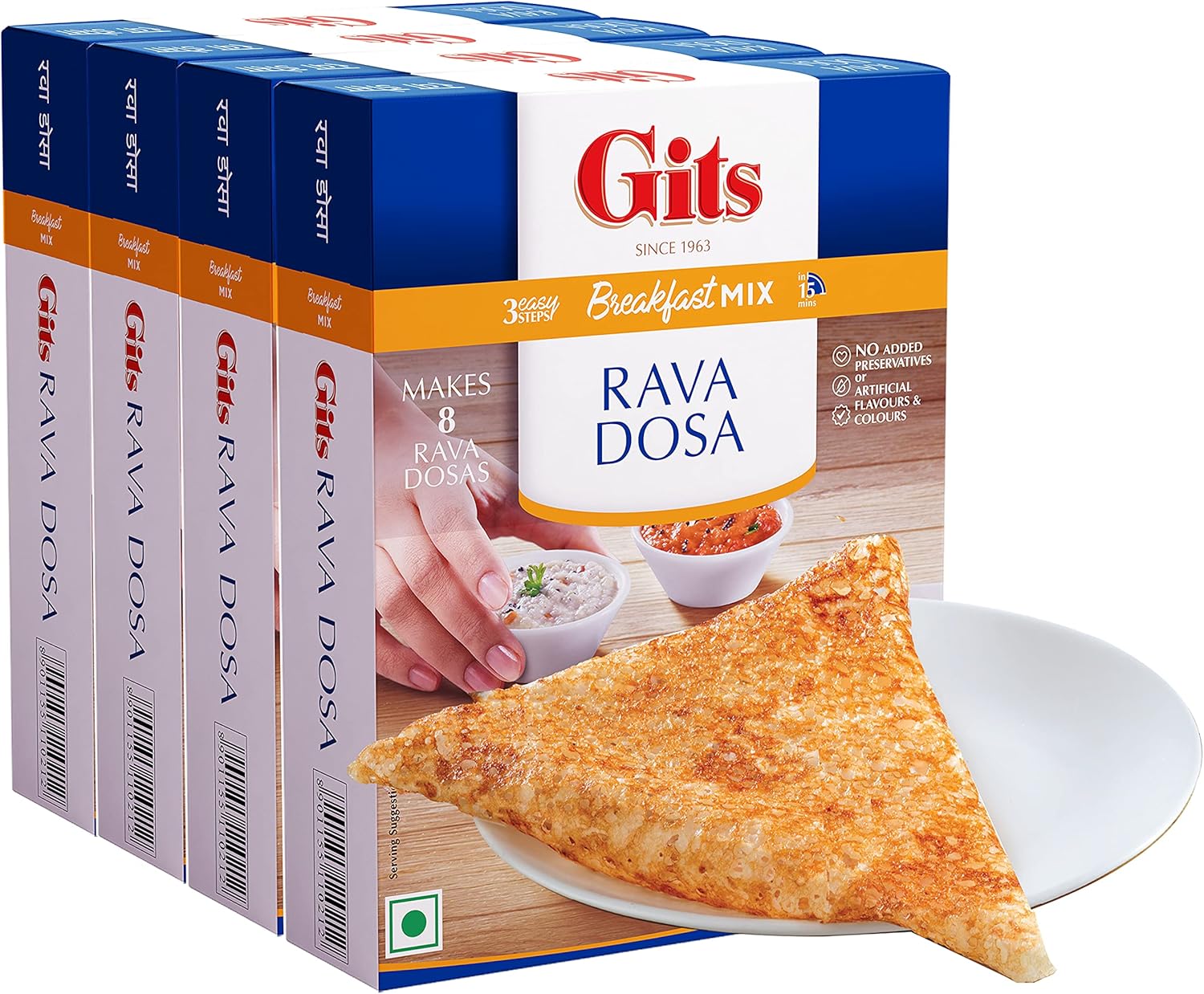 Gits Rava Dosa Breakfast Mix, 800g (Pack of 4 X 200g Each)