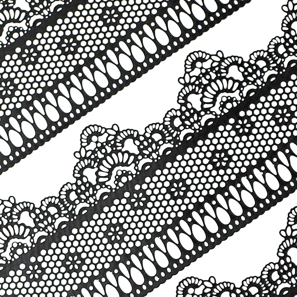 Funshowcase Ready to Use Edible Cake Lace Lattice with Small Daisy Black 14-inch 10-piece Set