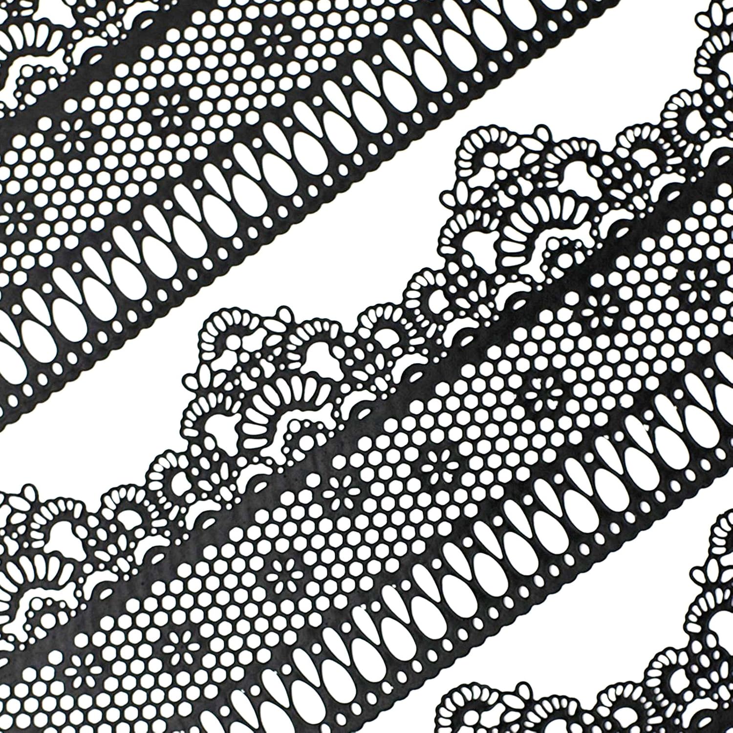 Funshowcase Ready to Use Edible Cake Lace Lattice with Small Daisy Black 14-inch 10-piece Set