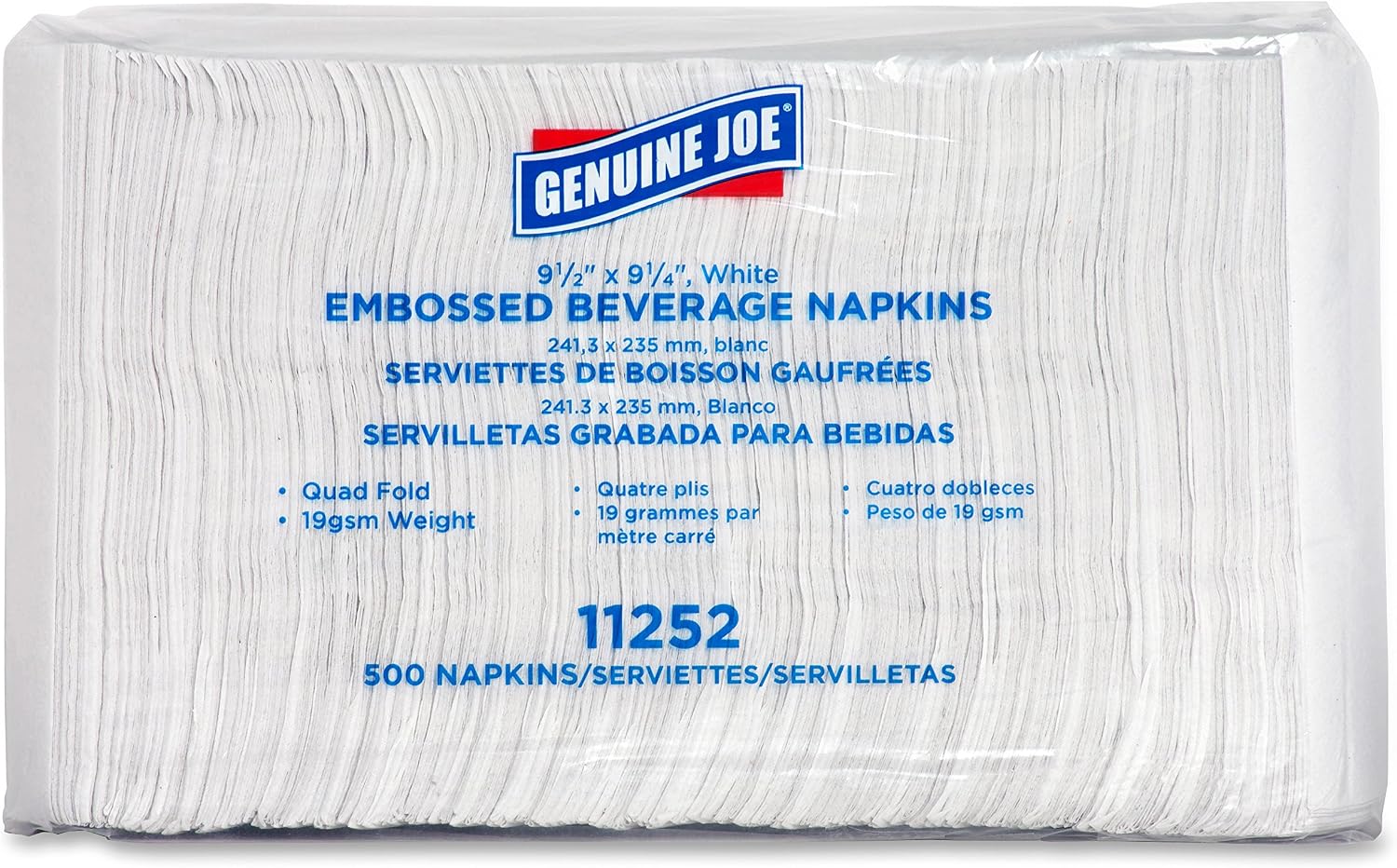 Genuine Joe Quad-fold Square Beverage Napkins (Pack of 8, 500 per Pack)