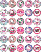30 x Edible Cupcake Toppers – Cute Pink Cat Inspired Party Collection of Edible Cake Decorations | Uncut Edible on Wafer Sheet