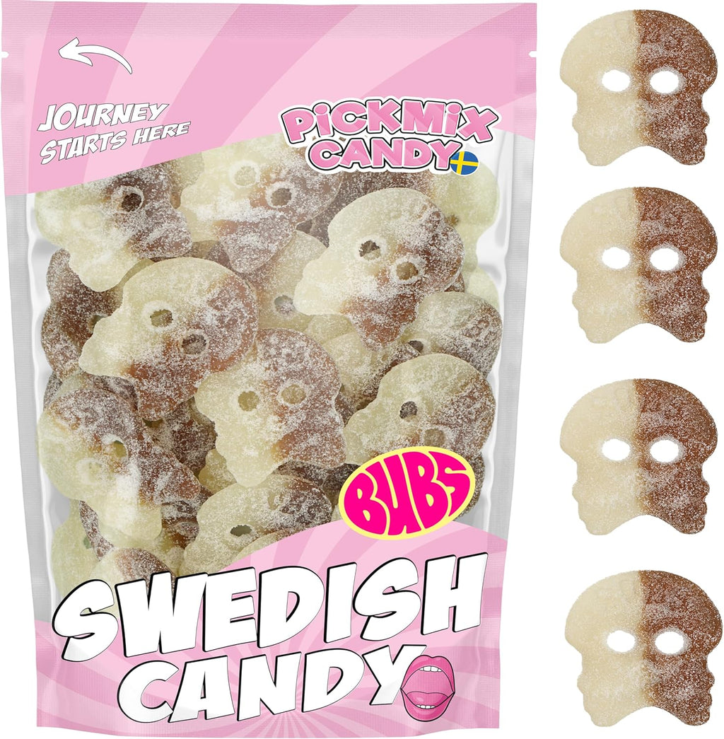 Swedish Candy Bubs Candy Skalle 1 POUND Cool Cola Skulls, Sour Jelly Candy, Available In Sizes 1 Lb, 1.5 Lb, And 2 Lb