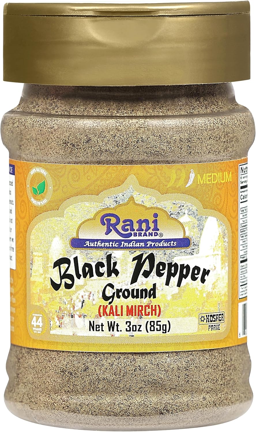 Rani Black Pepper Fine Powder 80 Mesh 3oz (85g) PET Jar ~ All Natural | Vegan | Gluten Friendly | NON-GMO | Kosher | Product of Vietnam