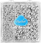 Silver Pearl Sprinkles for Cake Decorating, 4 Sizes Sugar 130g/4.6oz, Cupcake, Ice Cream, Donuts, Macaron Toppings Supplies (2mm, 4mm, 7mm, 1cm)