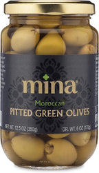 Mina Green Olives Pitted, 12.5 oz - Delicious Pitted Green Olives, Keto and Paleo Snack, Hand Picked, Naturally Cured, Gluten Free, Low Carb, Vegan, Non GMO and Kosher