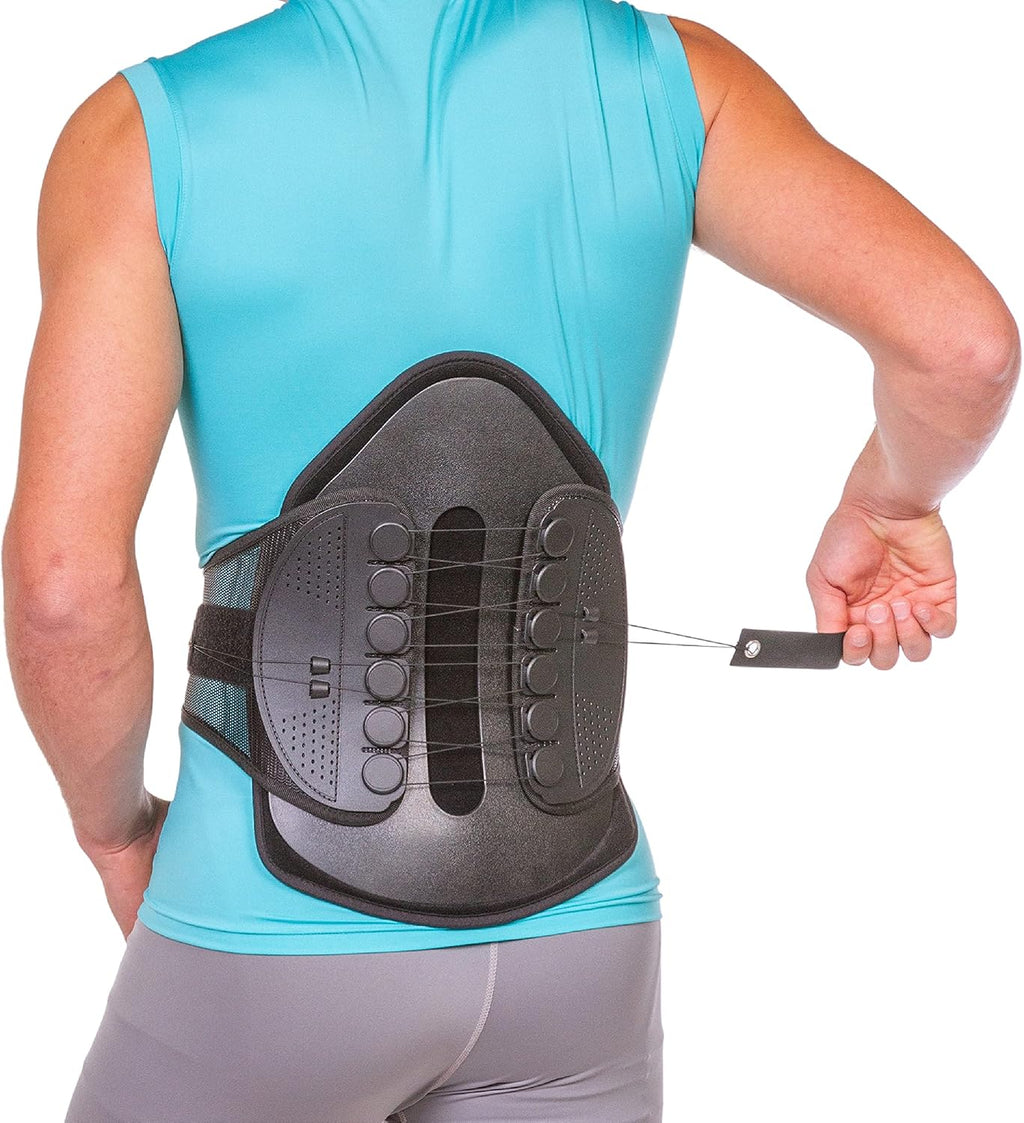 BraceAbility Lumbar Decompression Back Brace - Adjustable Semi-Rigid Lumbosacral Corset Belt for Discectomy, Laminectomy, Disc Injury, Back Muscle Spasms, Pre and Post Spine Surgery Protection (Large)