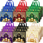 Yoojahow 18 Pcs Eid Mubarak Gift Bags with Handles 12.6 x 9.8 x 6.7 Inch Large Reusable Ramadan Tote Bags Eid Mubarak Non-Woven Treat Goodie for Gifts Wrapping Shopping Ramadan Party Supplies