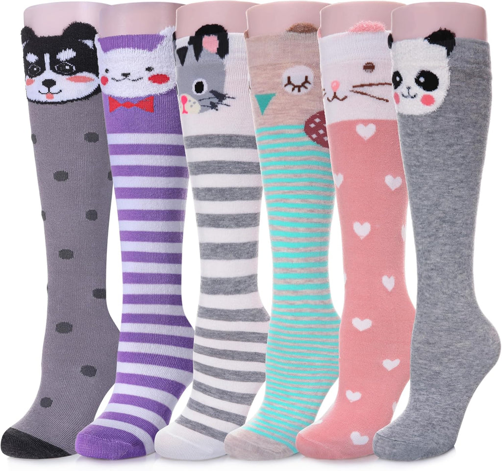 Color City Girls Knee High Socks Kids Long Boot Socks Cozy Fun Animal Warm Cotton Socks