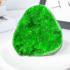 200-700g Selected Raw Geode Quartz Cluster Home Feng Shui Ornaments Energy Stone Healing Tools Meditation Feng Shui Decoration,Stone Display Piece, Mineral Specimen (Green, 200-300g)