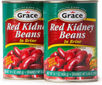 Grace Dark Red Beans in Brine 15 oz - 2 Pack - Caribbean Red Kidney Beans Canned - Gluten Free Non GMO Low Sodium