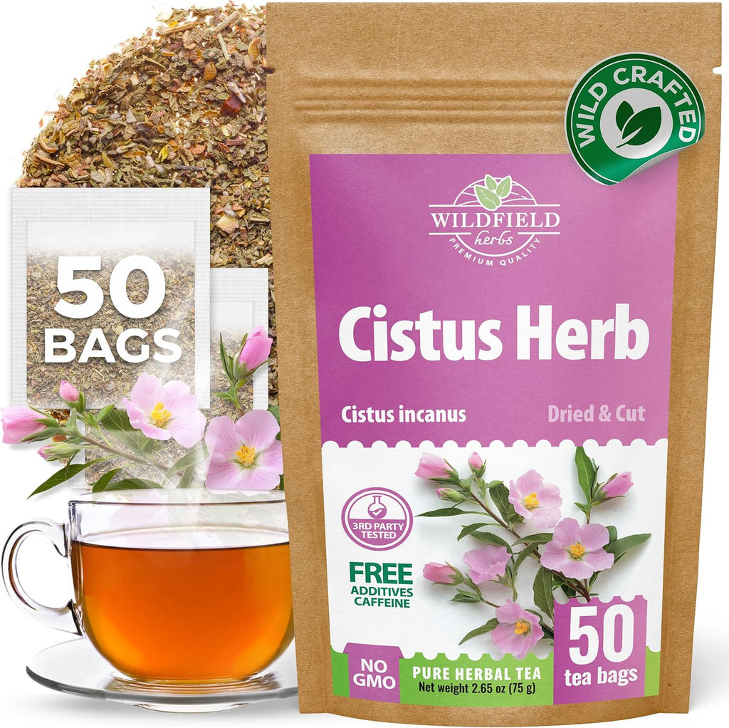 50 Bags Cistus Tea Cistus Incanus Tea Herbal (Cístus L.) - 50 Count 1.5g Herb Bags