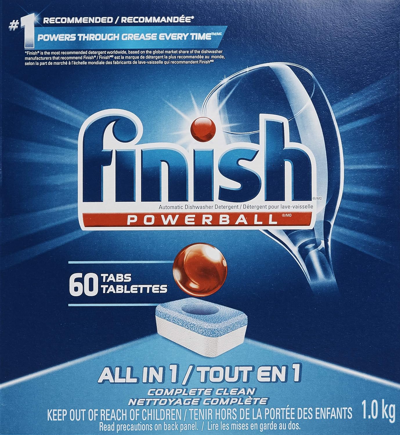 Finish All-in-One Dishwasher Detergent Powerball Tablets, Fresh Scent 54 Count