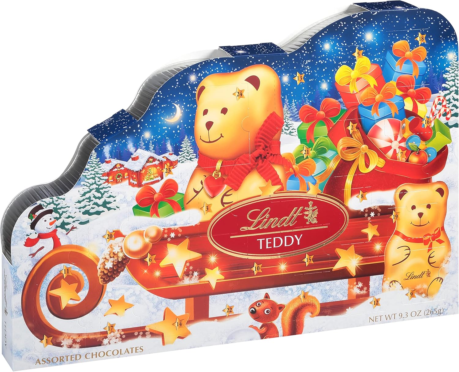 Lindt TEDDY Sleigh Assorted Chocolate Advent Calendar, Box of Assorted Chocolates, 9.3 oz. Box
