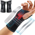 Rakiie 2 Pack Carpal Tunnel Wrist Braces, Adjustable Wrist Support Splint for Night Sleep & Daytime Working, Hand Braces Pain Relief for Arthritis, Typing & Pregnancy, Men & Women (Gray, M)