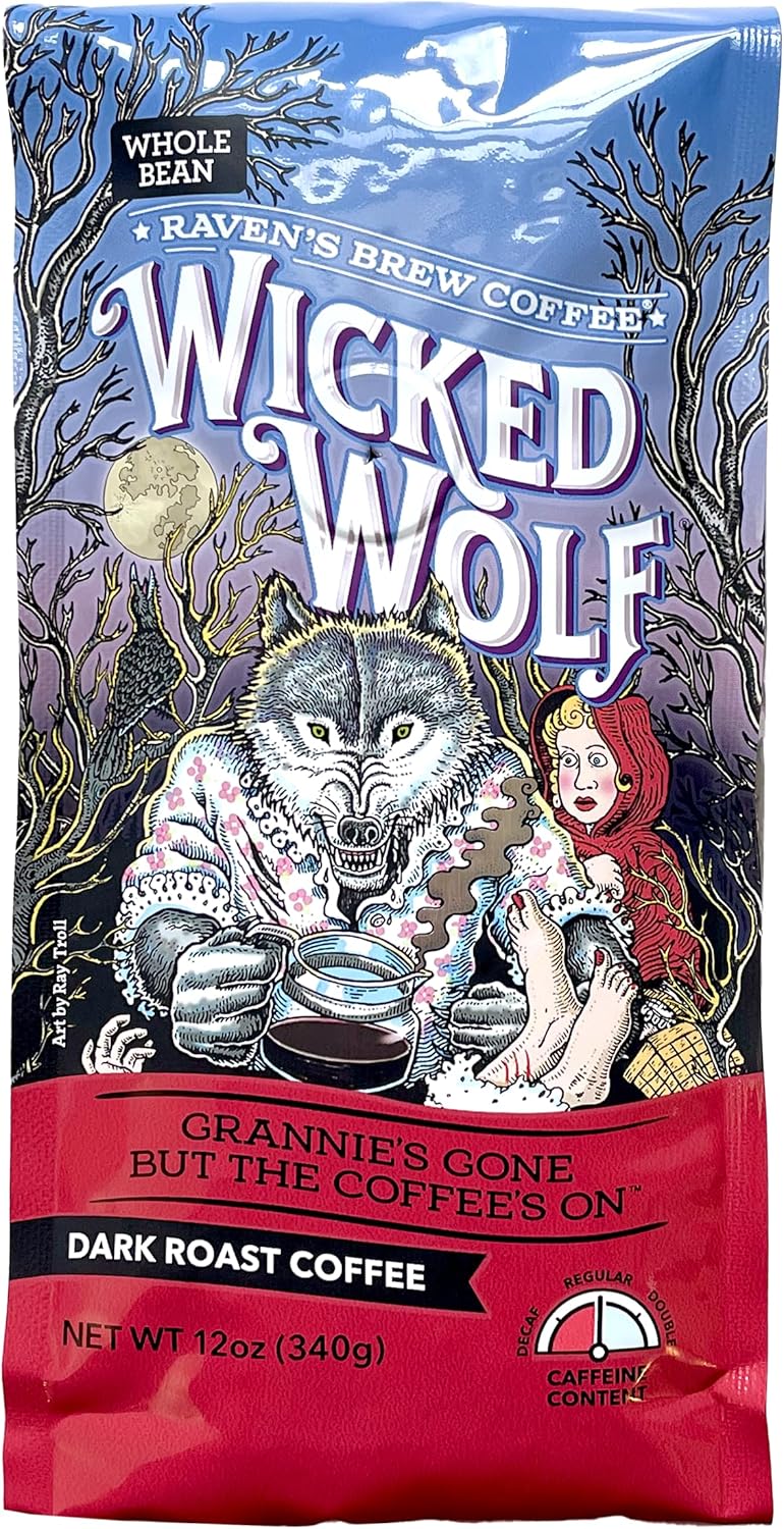 Raven's Brew Coffee Full Bodied Coffee Dark Roast Whole Bean - Wicked Wolf 12oz
