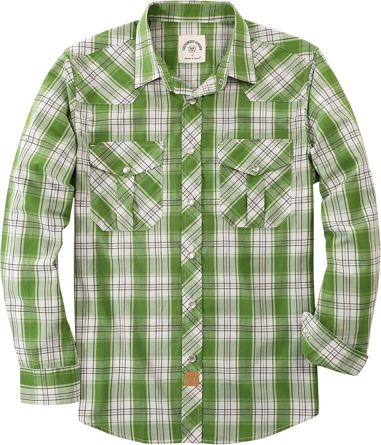 Dubinik® Pearl Snap Shirts for Men Long Sleeve Western Shirt for Men's Vintage Casual Plaid Cowboy Country Button