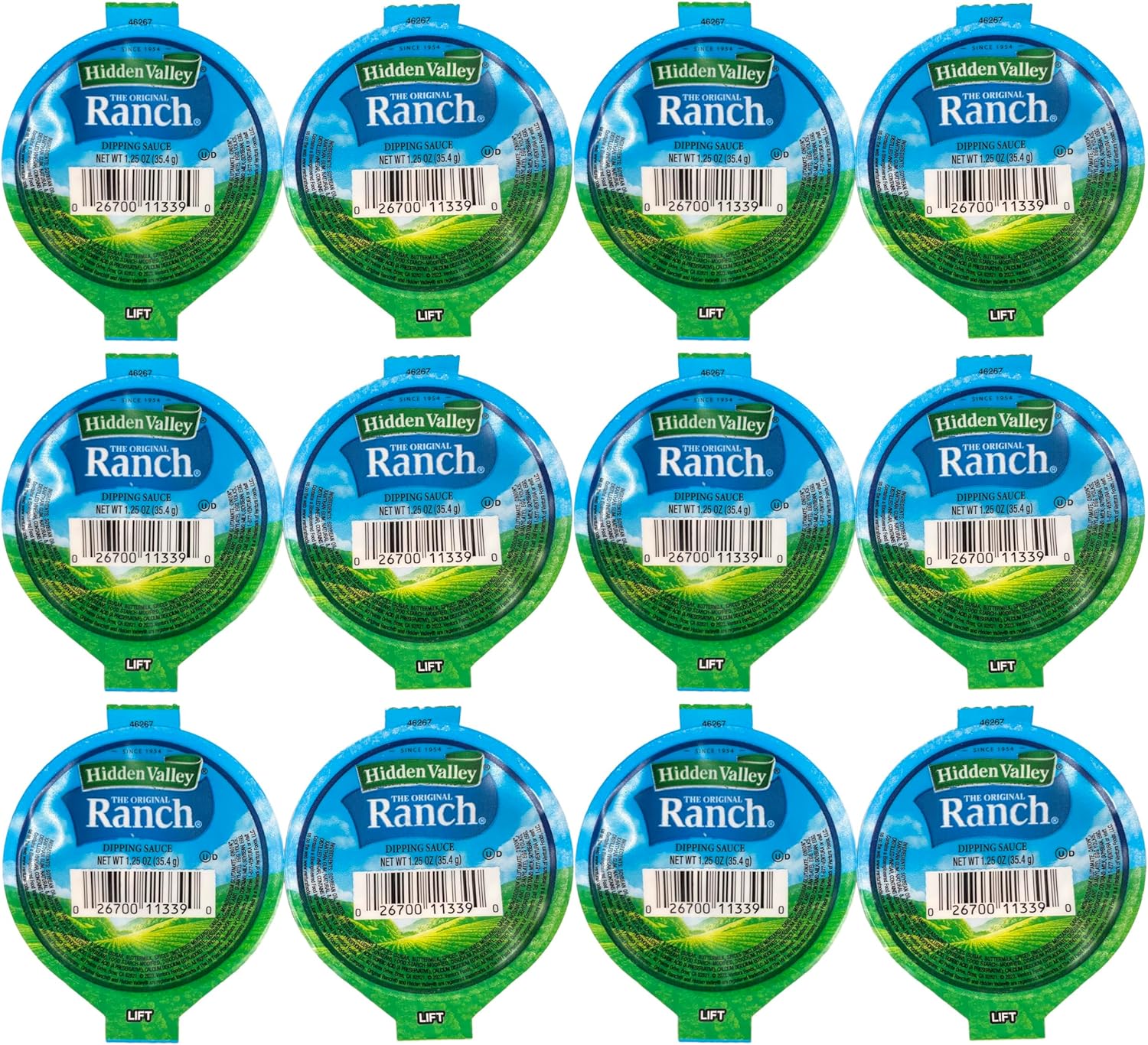 Hidden Valley Original Ranch Dressing 1.25 oz. Dipping Cup | Gluten-Free | Kosher | Made In America | 12 Count