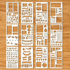 12Pcs Journal Stencil Set, Planner Stencils, Planner Drawing Templates for Scrapbooking, Chart, Painting, Journaling Supplies