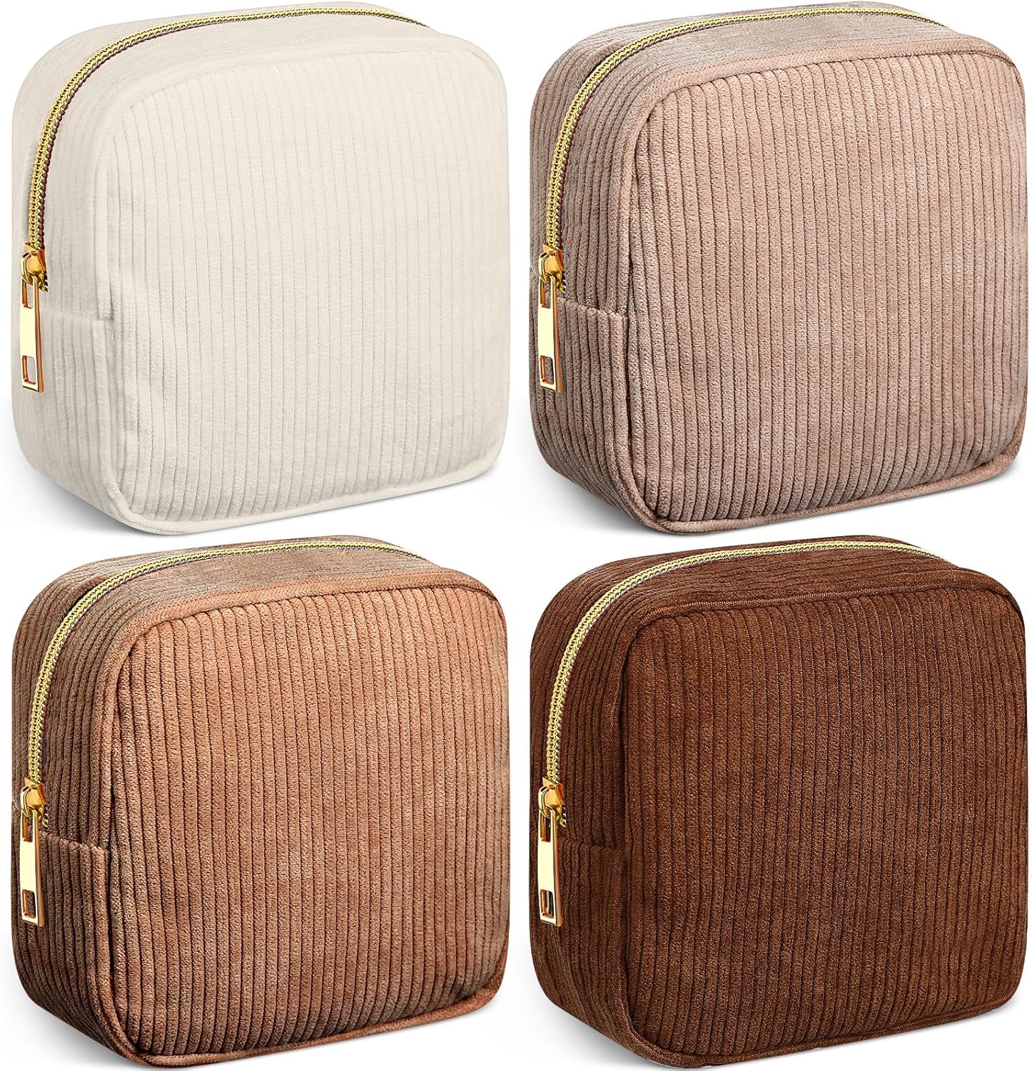 Dansydaisy 4 Pcs Sanitary Napkin Storage Bag Corduroy Period Bag for School Teen Mini Makeup Preppy Cosmetic Wallet Set for Women Teacher Portable First Period Cute Pad Pouch with Zipper