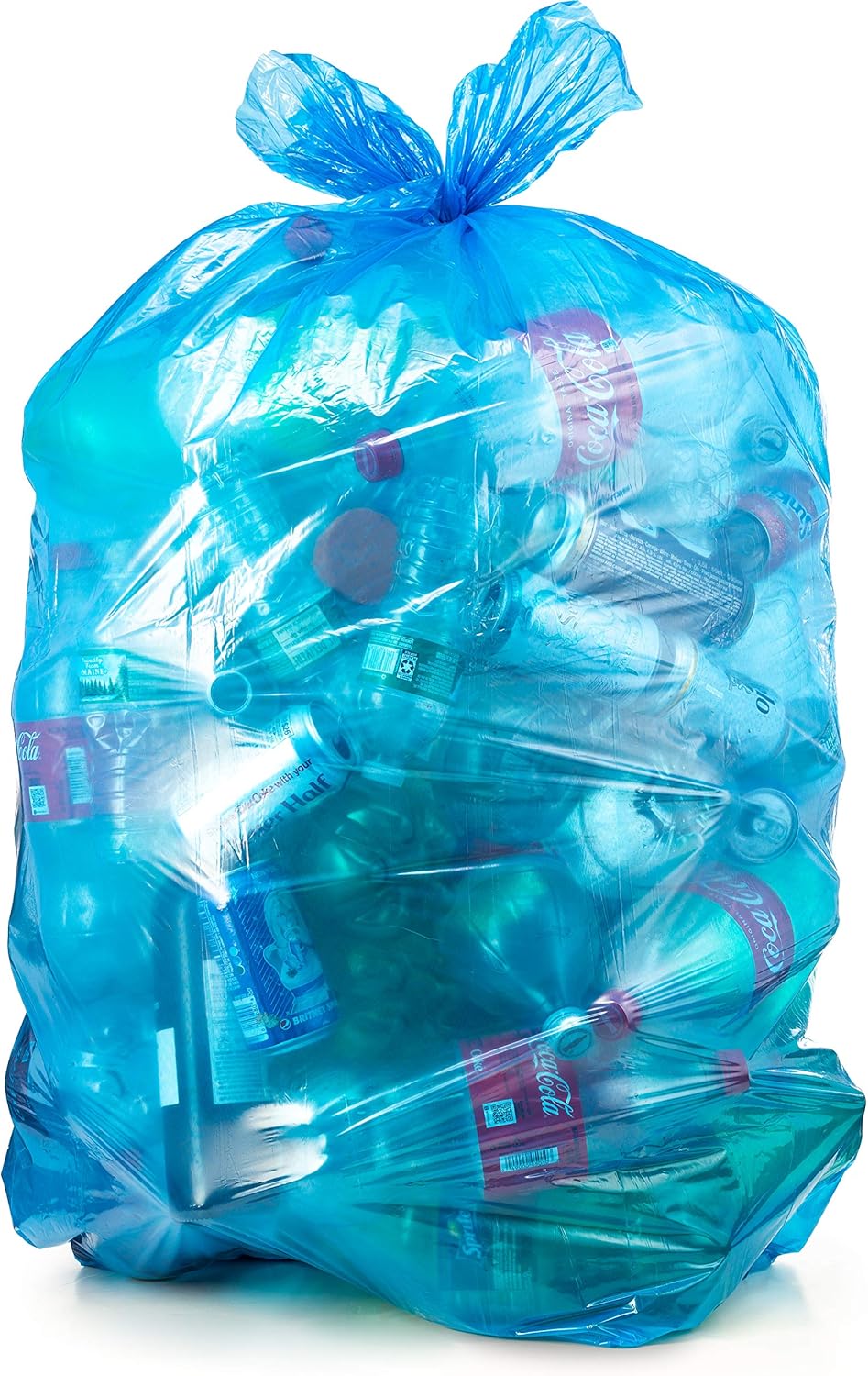 Recycling Trash Bags 55 Gallon, (50 count w/Ties) Large Blue Plastic Garbage Bags