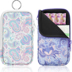 KJQJLY 2 Pack Portable Tampon Organizer Bag – Tampon Holder & Storage Case with Zipper for Travel, Discreet Period Bag for Purse, Waterproof Feminine Products Pouch for Women (Paisley)