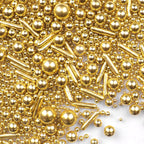 Gold Sprinkles for Cake Decorating, 4.6Oz Rod and Pearl Sprinkles Mix for Baking, Cupcake, Cookie, Ice Cream, Donuts and Cake Decorating