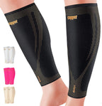 Copper Calf Compression Sleeves for Men & Women - High Stretch Graduated Compression with Anti-Slip Grip | Breathable & Smooth Lining Footless Design for Runners, Shin Splints, Leg Fatigue & Travel (1 Pair)