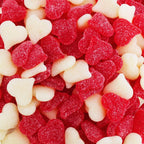 Sugar Dusted Sweet Cherry Candy Hearts - Red and White Jelly Hearts - Cherry and Strawberry Banana Fun Shape Vibrant Gummy Valentine Heart Candy, Valentines Day Candies - Shaped Heart Gummies (1 Pound)