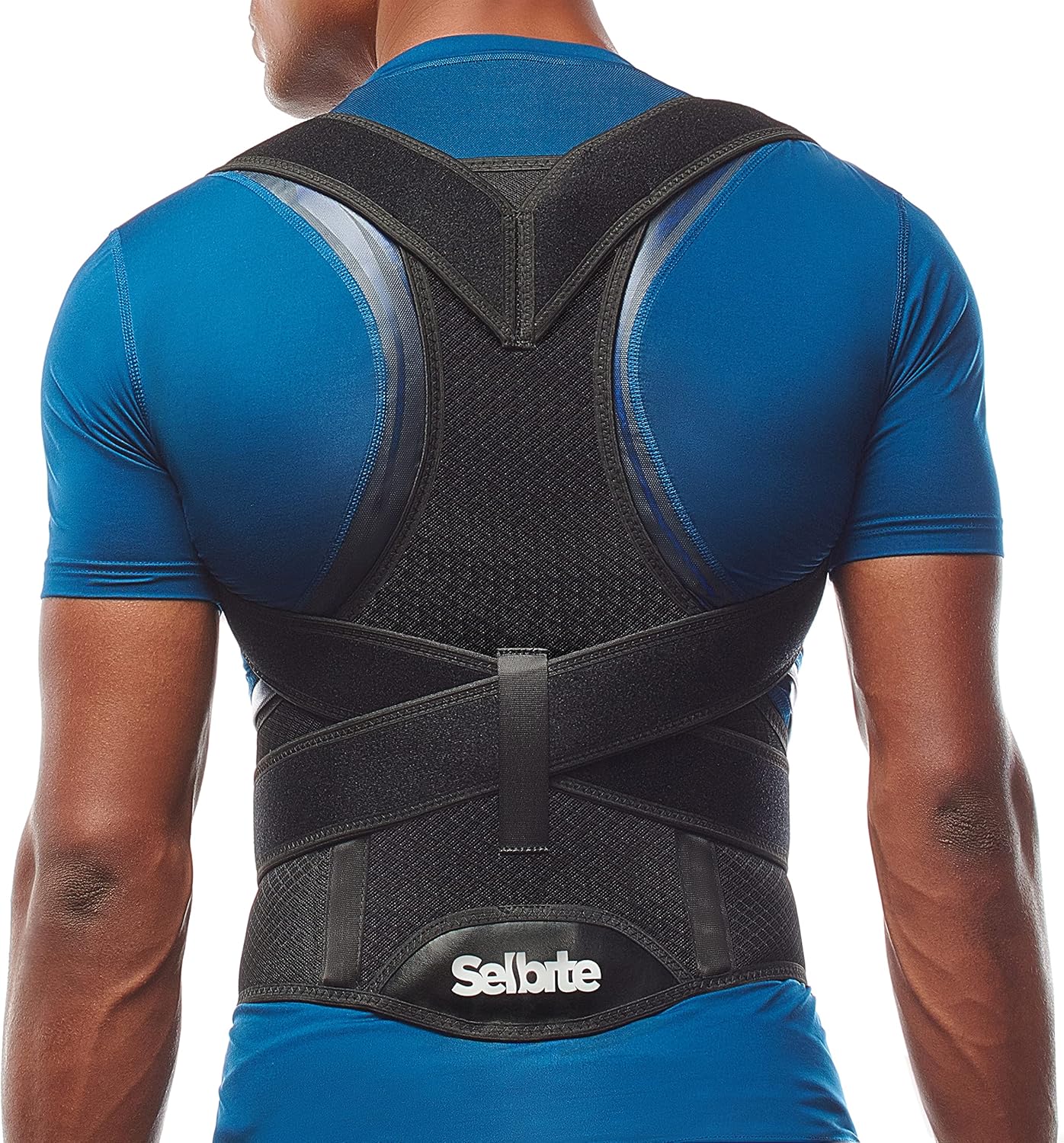 Selbite Posture Corrector for Men and Women - Back Brace for Upper and Lower Body Support - Adjustable Straightener with Pain Relief and Muscle Memory (Large)