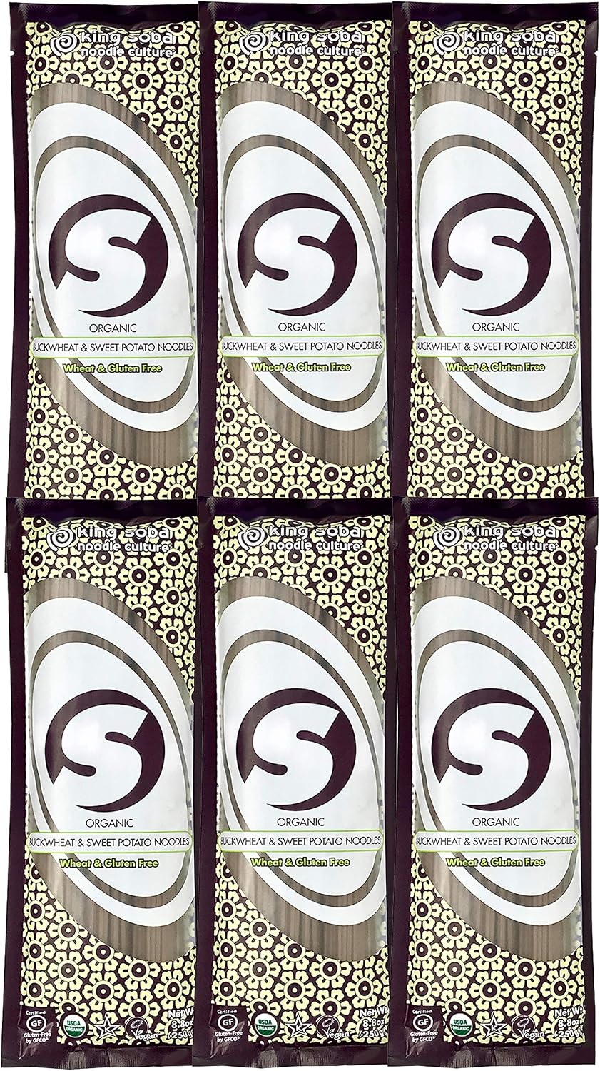 Buckwheat & Sweet Potato Pasta Noodles 6-PACK- Organic & Gluten-Free- 52.8oz, 3 paper-tied servings per pack