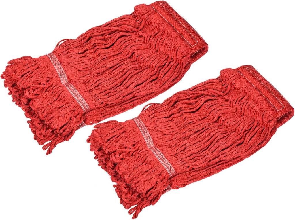 MECCANIXITY Commercial Mop Heads Replacement 40x27cm Cotton Yarn for Wet/Dry Mop Floor Cleaning Pads, Red Pack of 2