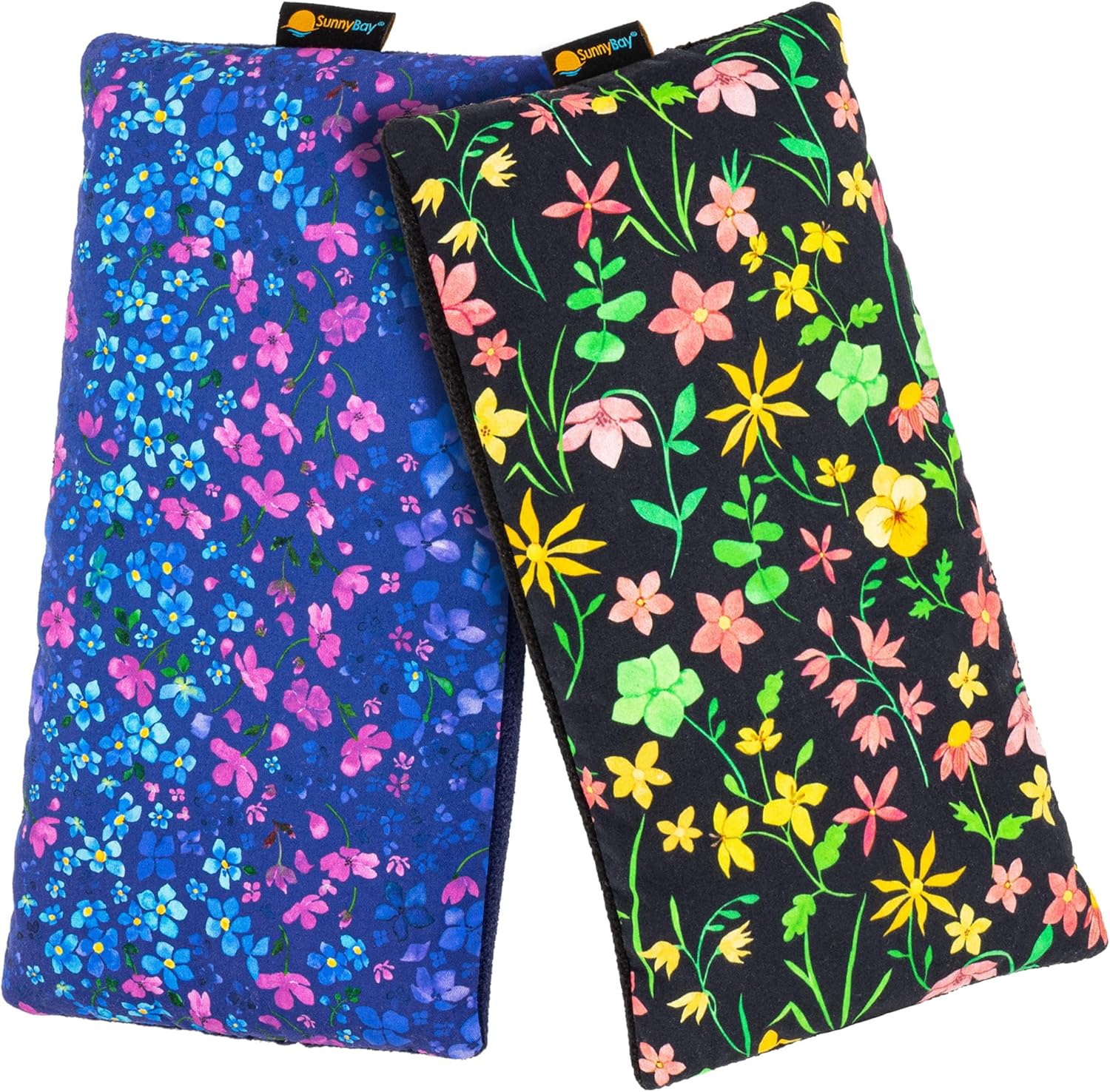 SunnyBay Small Microwave Heating Pad, Microwavable Versatile Cold/Heated Neck and Shoulder Wrap for Back Pain and More, Moist Heat Cotton-Fleece Pad, 6x11 Inches, Lilac and Green Flowers, Pack of 2