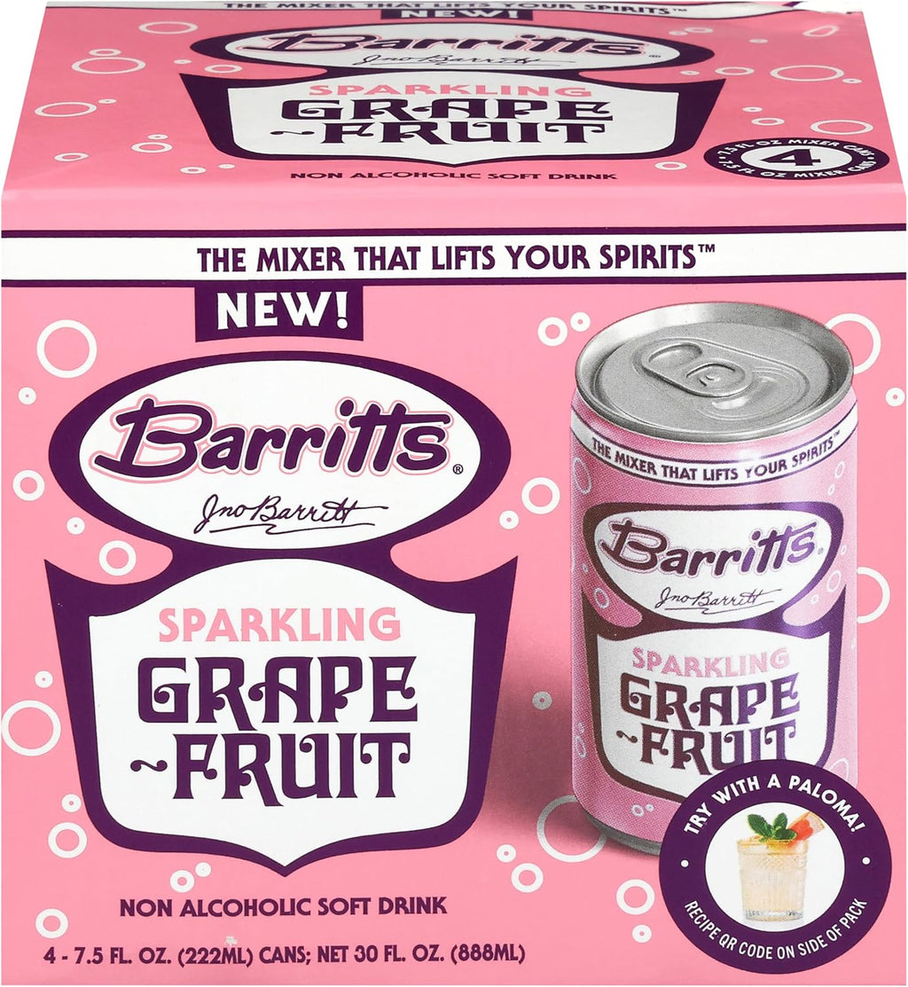 Barritts, Non Alcoholic Soft Drink Sparkling Grapefruit, 4 Pack, 30 Fl Oz