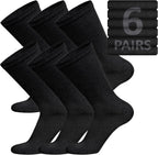 Brooklyn Socks - 6 Pairs of Cotton Diabetic Non-Binding Neuropathy Crew Socks (Black, Size 10-13)