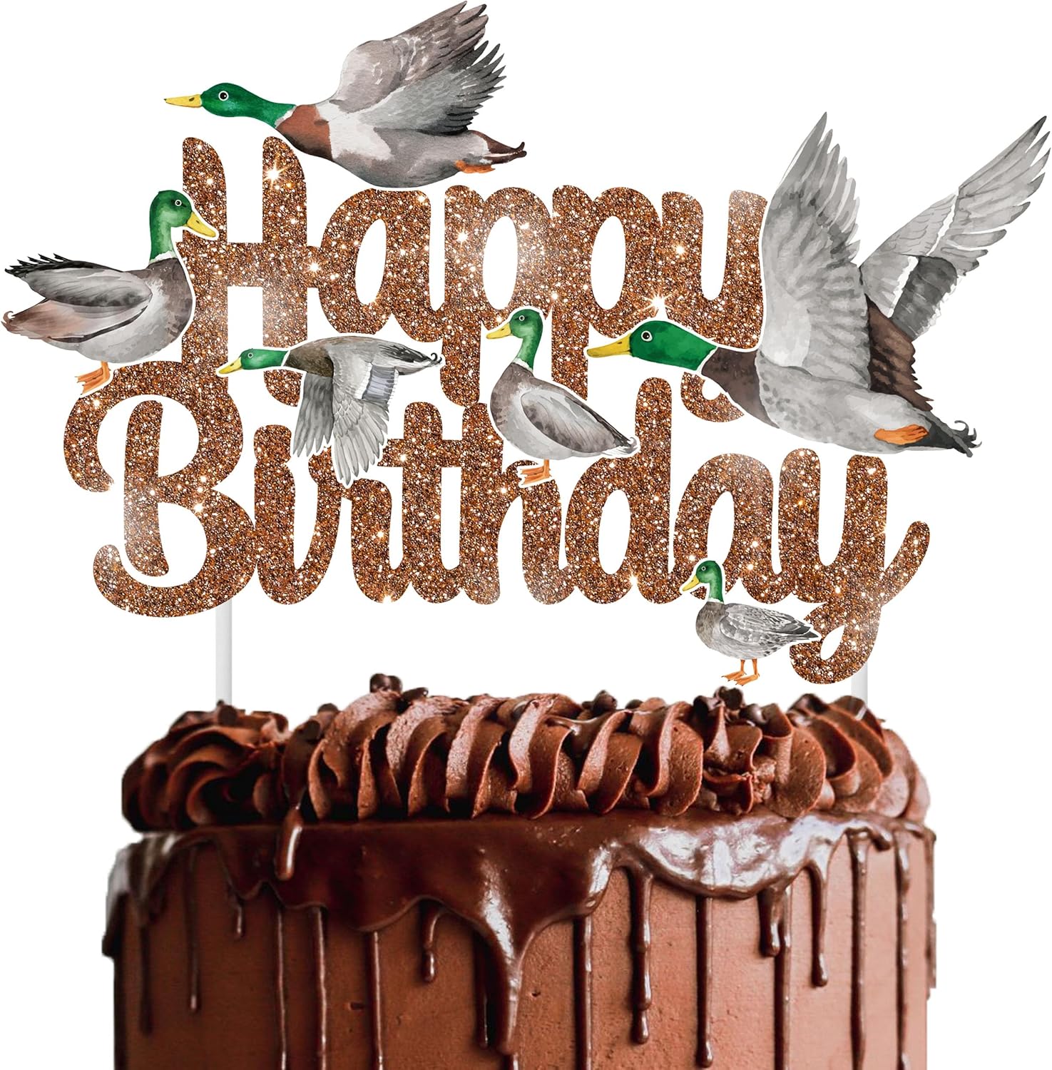 Mallard Duck Cake Topper Mallard Duck Happy Birthday Cake Topper Duck Hunting Birthday Decoration for Duck Theme Birthday Party Supplies