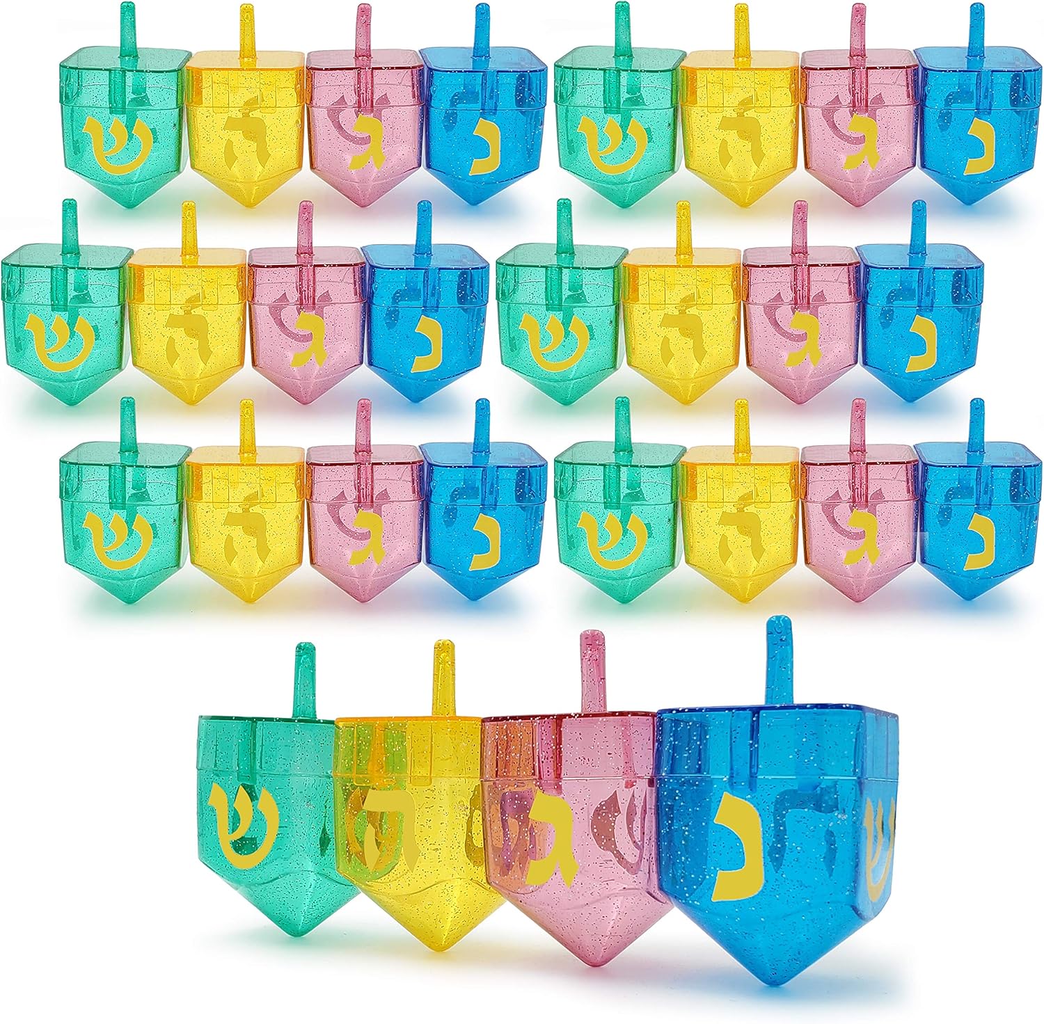 The Dreidel Company Hanukkah Fillable Dreidel, Assorted Colors Can Be Filled with Hanukkah Gelt Or Chocolate 24-Pack