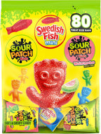 SOUR PATCH KIDS and SWEDISH FISH Mini Soft & Chewy Candy Variety Pack, Bulk Candy, 80 Treat-Size Snack Packs
