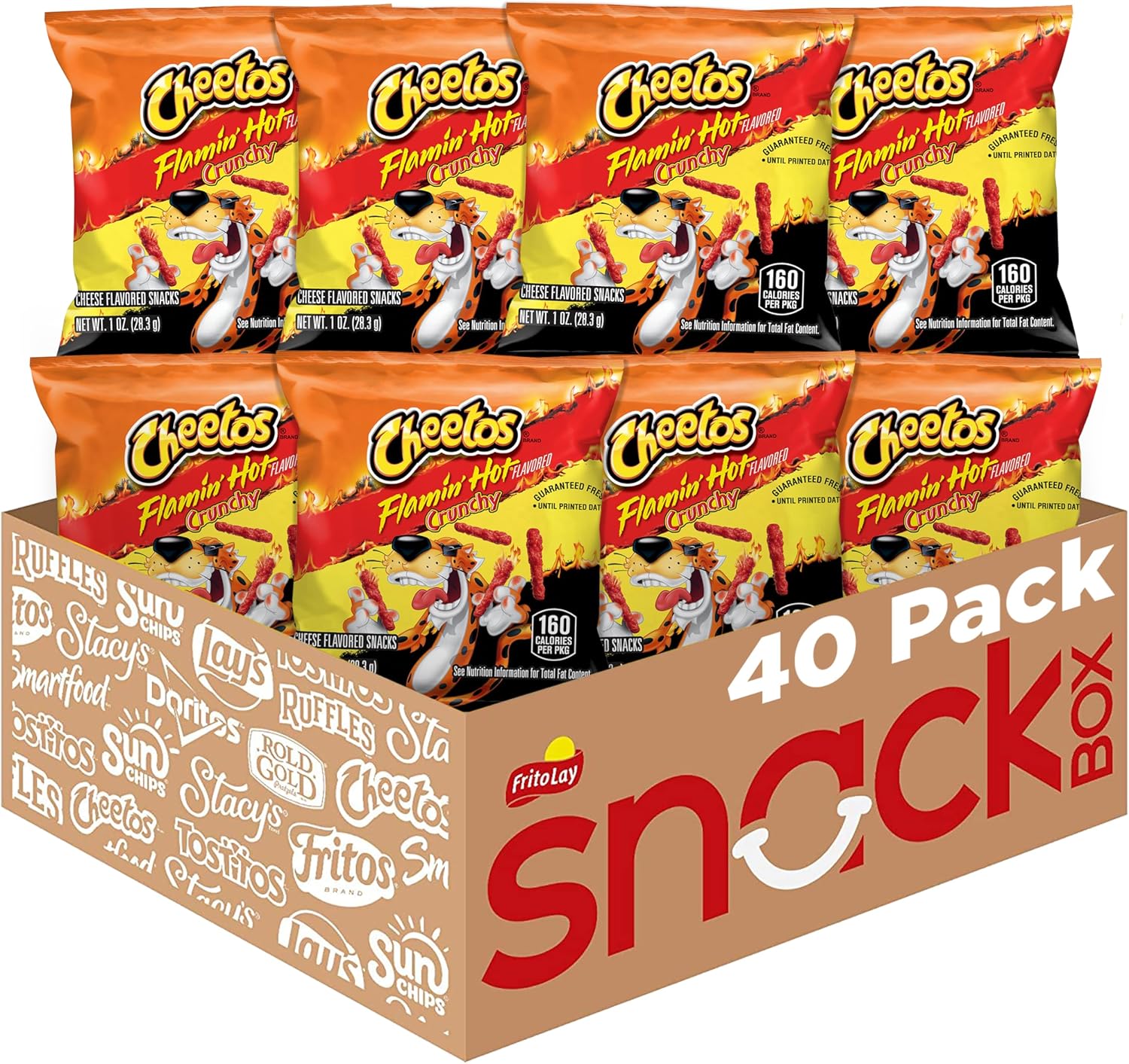 Cheetos Cheese Flavored Snacks, Flamin' Hot Crunchy, 1 Ounce (Pack of 40)