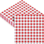 50PCS Red and White Gingham Checkered Plaid Paper Napkins,13 * 13 inches Disposable Party Cocktail Napkins for Birthday Dinner Picnic New Year Halloween Christmas Party