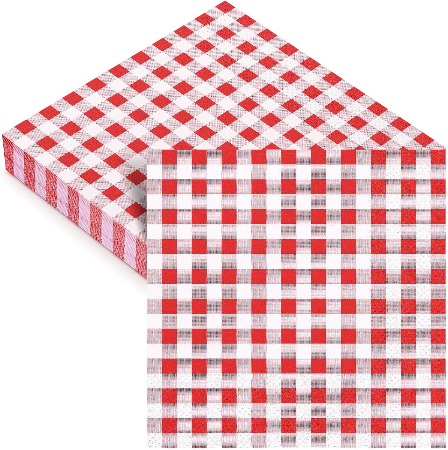 50PCS Red and White Gingham Checkered Plaid Paper Napkins,13 * 13 inches Disposable Party Cocktail Napkins for Birthday Dinner Picnic New Year Halloween Christmas Party