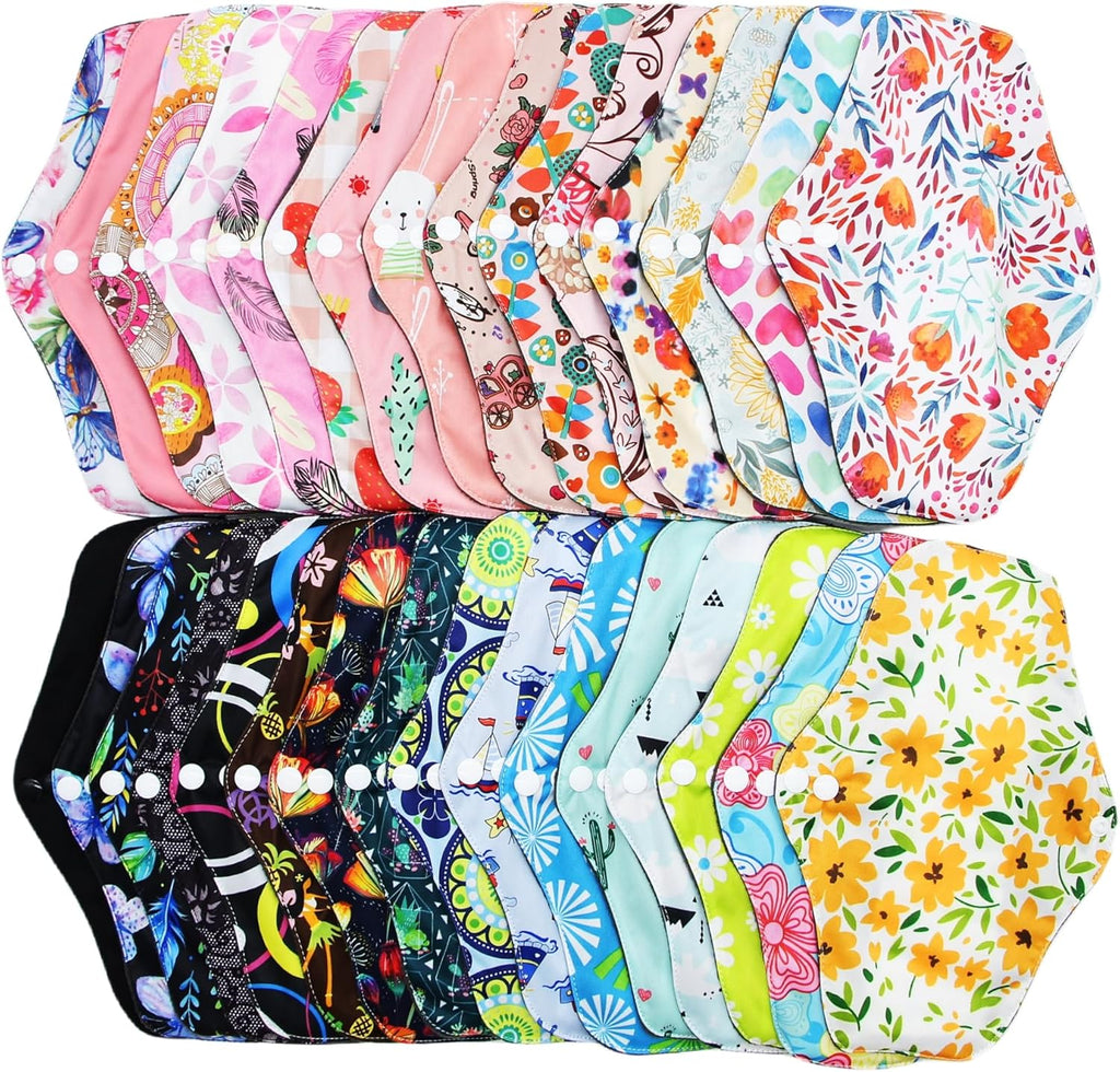 Random Prints Meduim Size Regular Cloth Menstrual Pads Reusable Sanitary Pads (M-5 PCS-Random Prints)