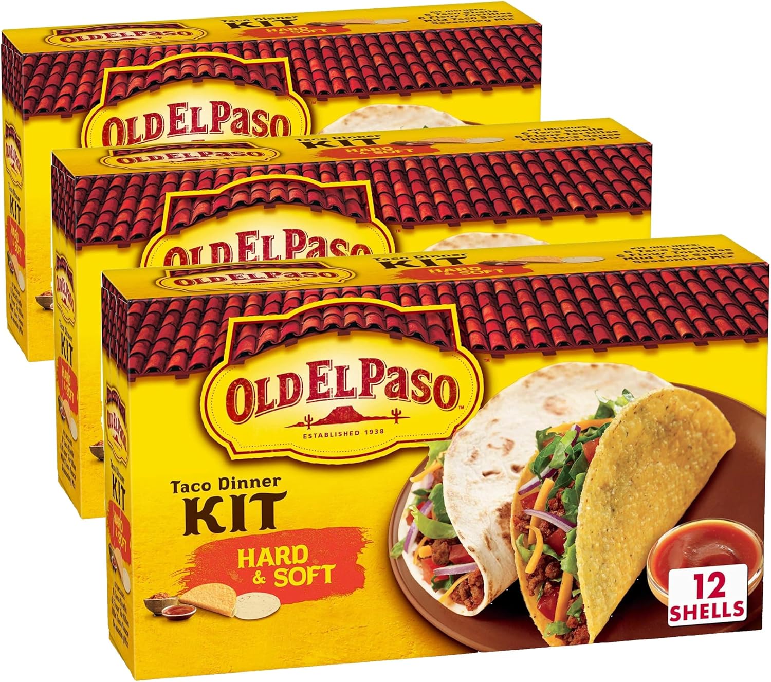 Old El Paso Taco Dinner Kit, Hard & Soft, 11.4 oz. (Pack of 3)