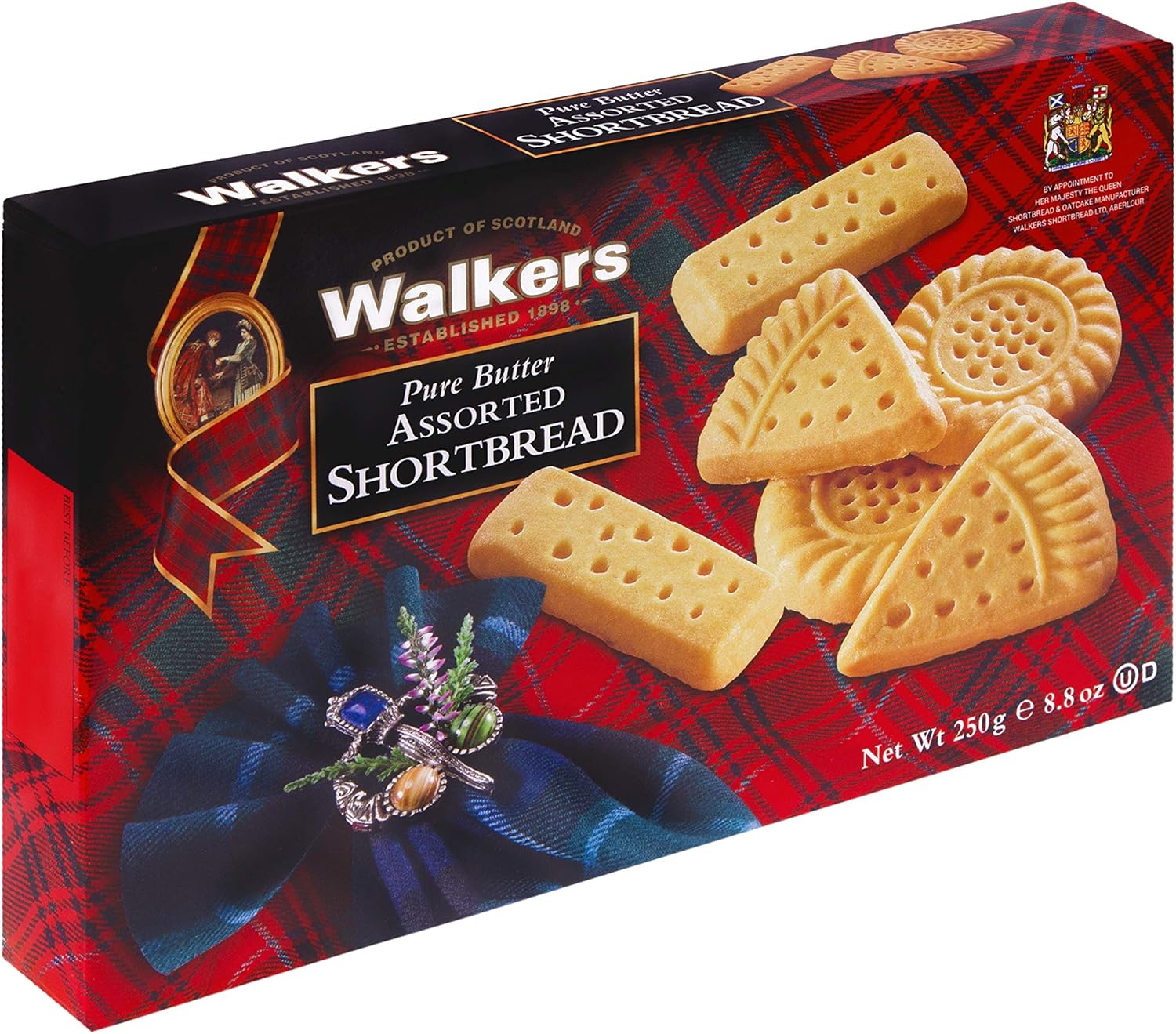 Walker's Shortbread Assorted Shortbread Cookies, Pure Butter Shortbread Cookies, 8.8 Oz Box