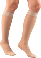 Truform Sheer Compression Stockings, 15-20 mmHg, Women's Knee High Length, Diamond Pattern, Nude, Medium