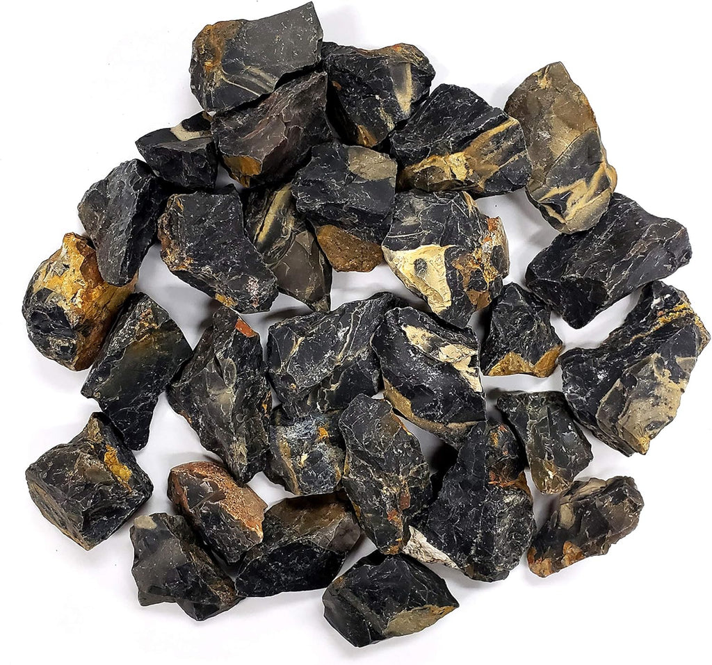1/2 LB Black Onyx Stones - Bulk Black Onyx Crystal - Raw Natural Stones & Crystals - Fountain Rocks for Cabbing, Polishing, Wire Wrapping, Reiki, Chakra Crystal Healing