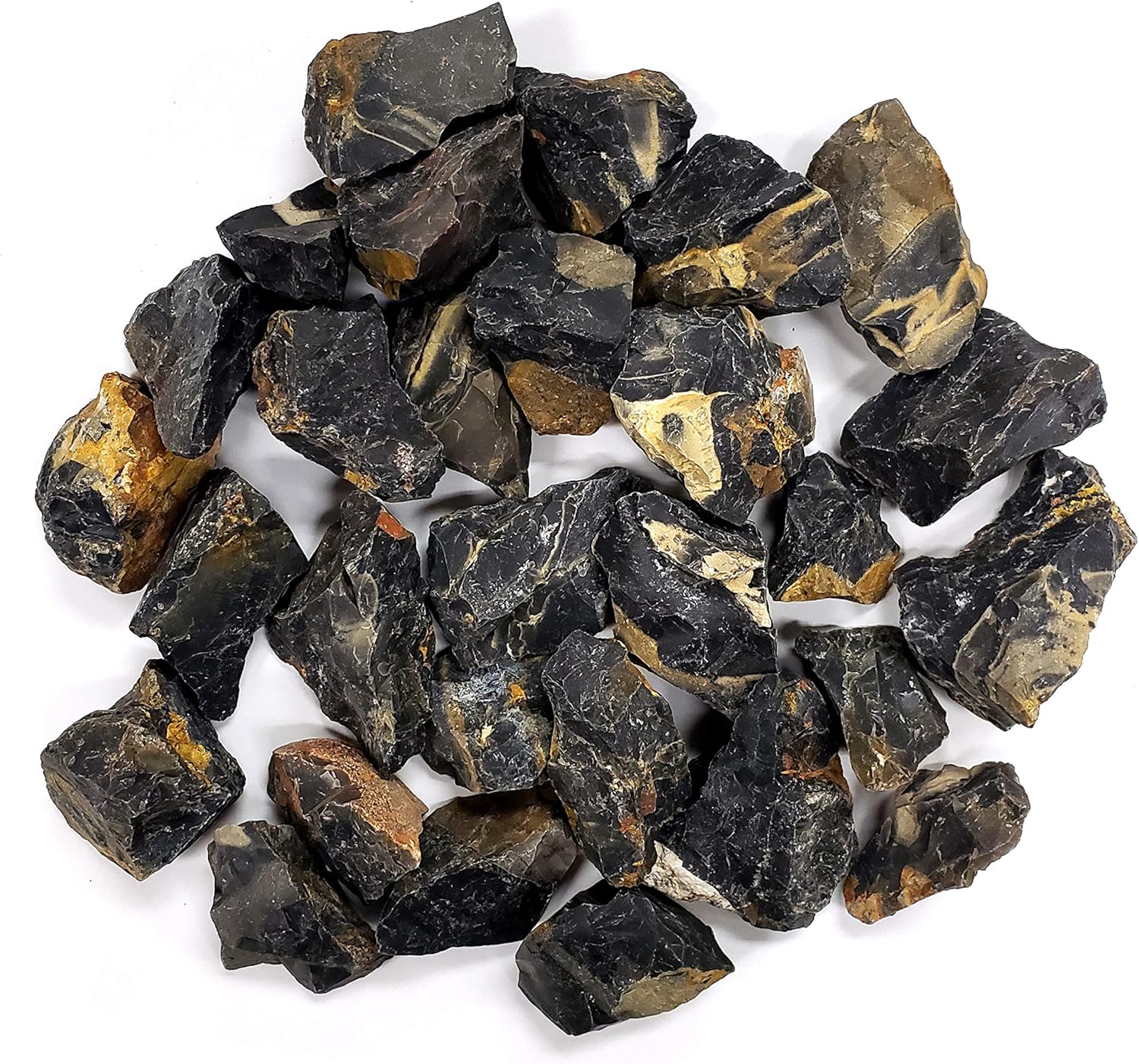 1/2 LB Black Onyx Stones - Bulk Black Onyx Crystal - Raw Natural Stones & Crystals - Fountain Rocks for Cabbing, Polishing, Wire Wrapping, Reiki, Chakra Crystal Healing