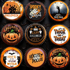 36PCS Edible Halloween Cupcake Toppers Wafer Paper Trick or Treat Cake Toppers Spooky Season Hocus Pocus Cupcake Picks for Halloween Eve Theme Party Birthday Decor Supplies